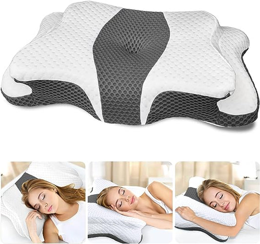 X Pain Relief Cervical Pillow for Neck and Shoulder Support,Hollow Design Memory Foam Pillows with Cooling Case,Orthopedic Ergonomic Neck Pillow,Contour Bed Pillow for Side Back Stomach Sleeper